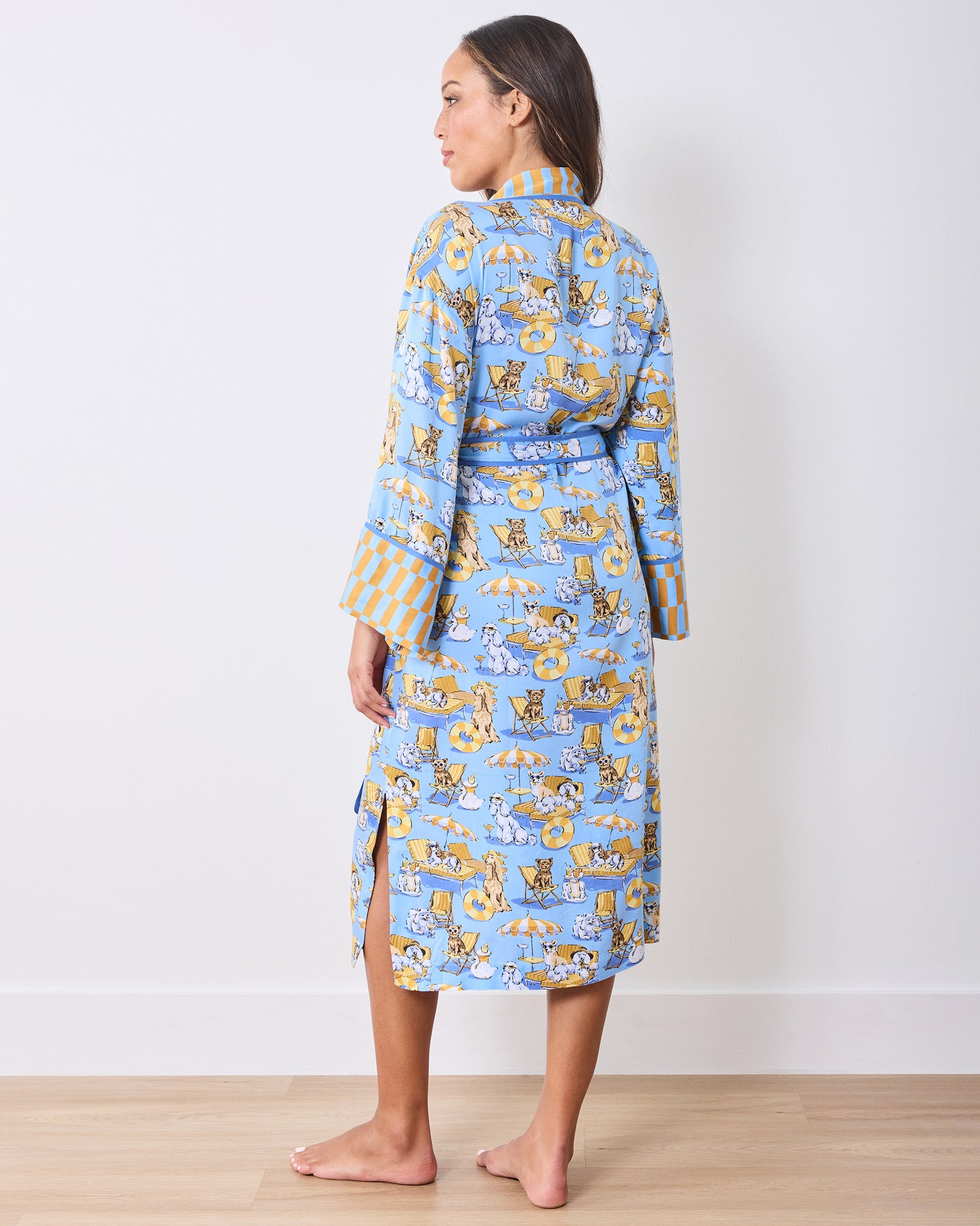 Palm Royale Pooches - Eco Satin Robe - Cerulean Splash - Printfresh