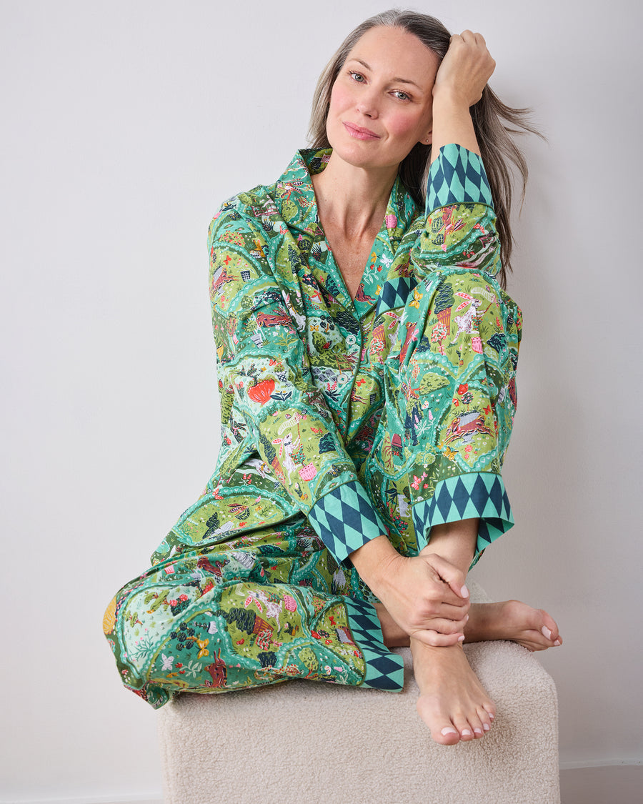 Rabbit Wonderland - Long PJ Set - Sage - Printfresh