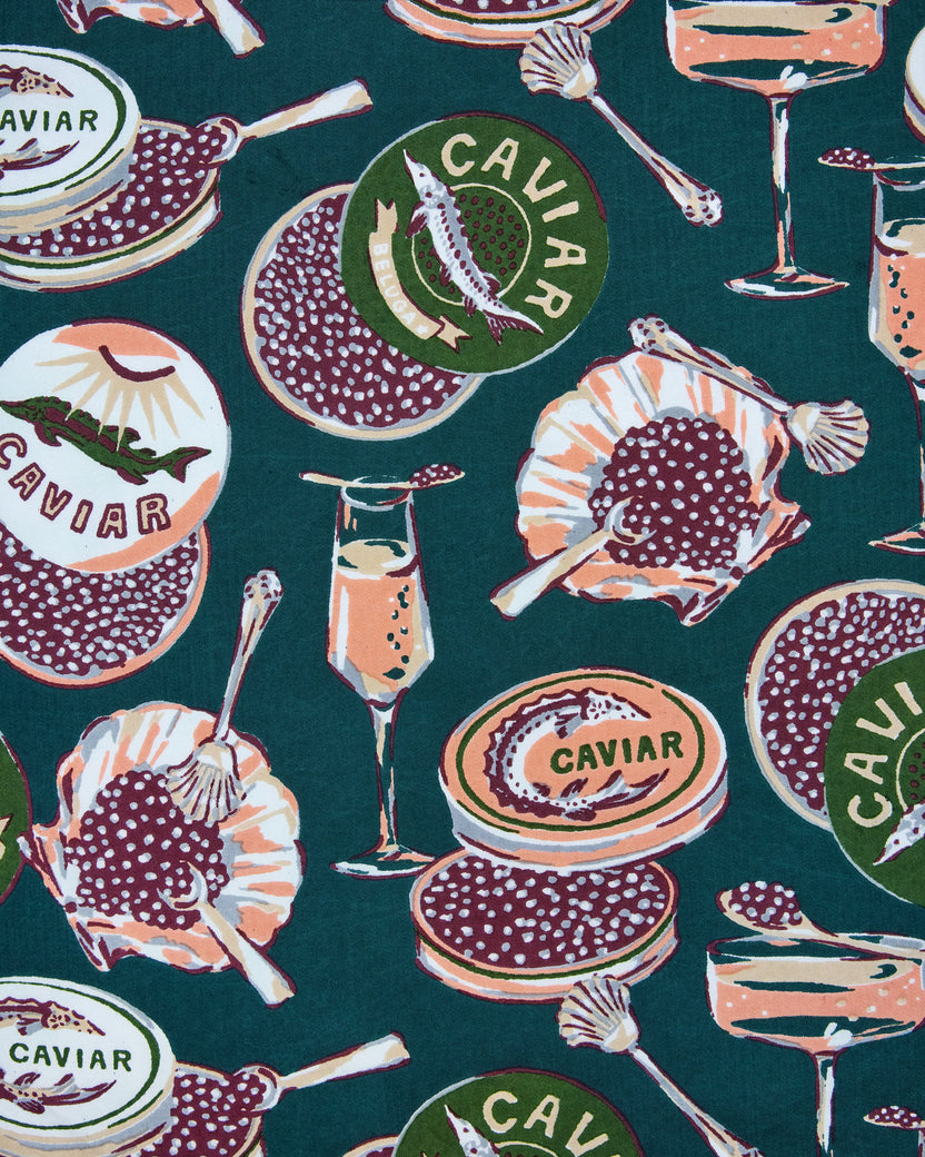 Champagne & Caviar - Set of 2 Tea Towels - Peacock Feather