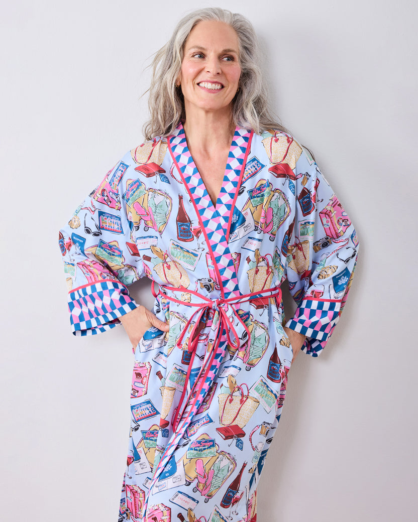 Emotional Baggage - Eco Satin Robe - Pale Blue