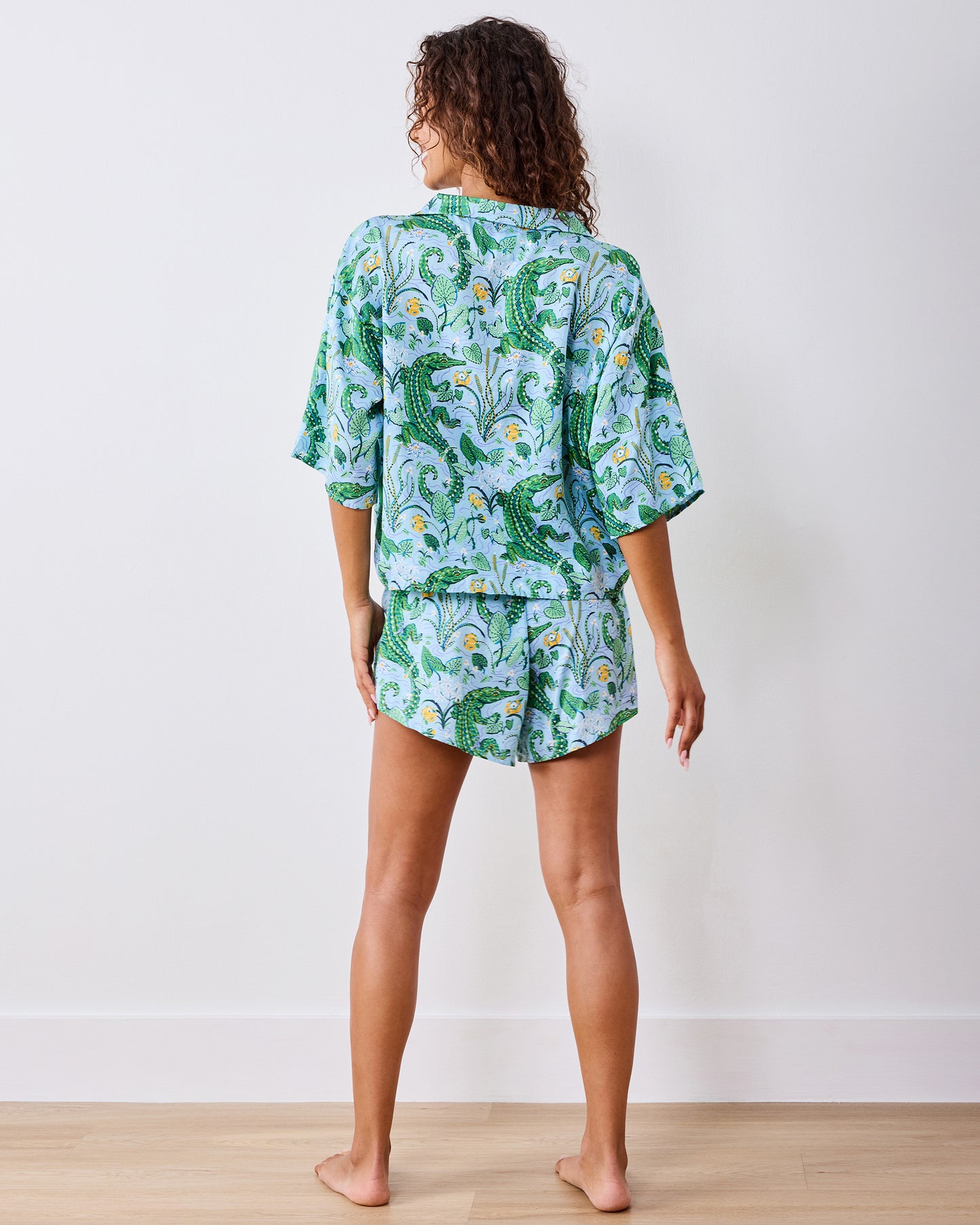 Full back view of the Blue Lagoon short pajama set