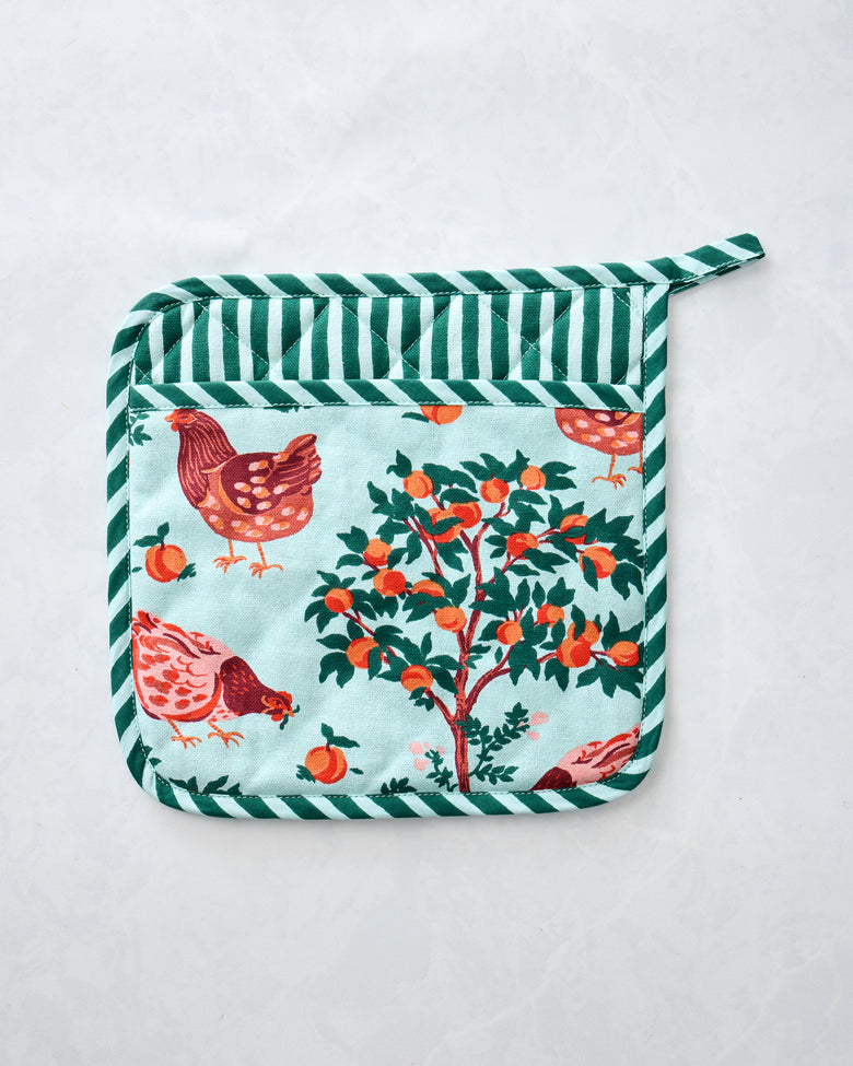 Hen House - Pot Holder - Soft Blue - Printfresh