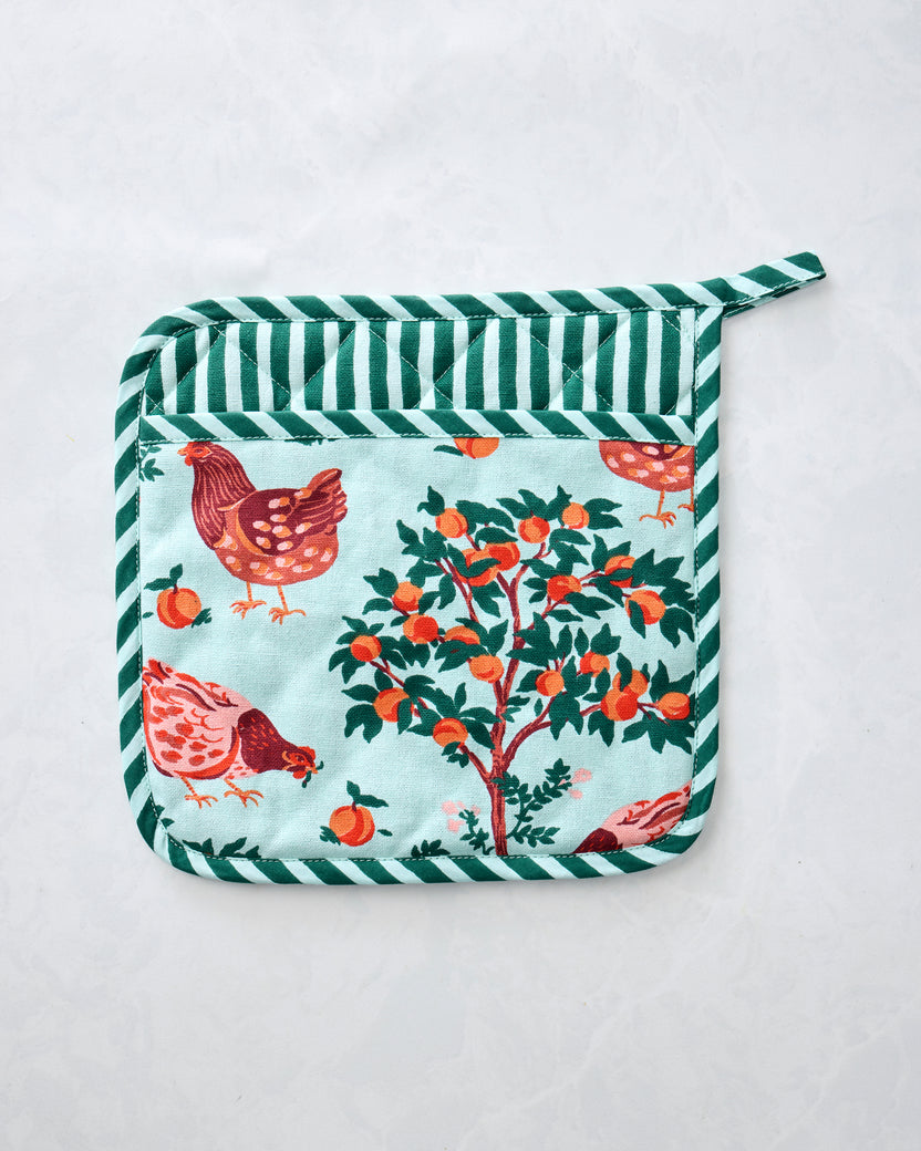 Hen House - Pot Holder - Soft Blue - Printfresh