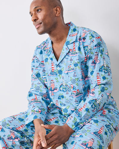 Lighthouse Keeper - Men’s Long PJ Set - Blue Hydrangea - Printfresh