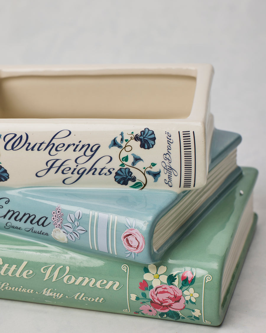 Light Blue - Stacked Books Planter - Steel Mill and Co.