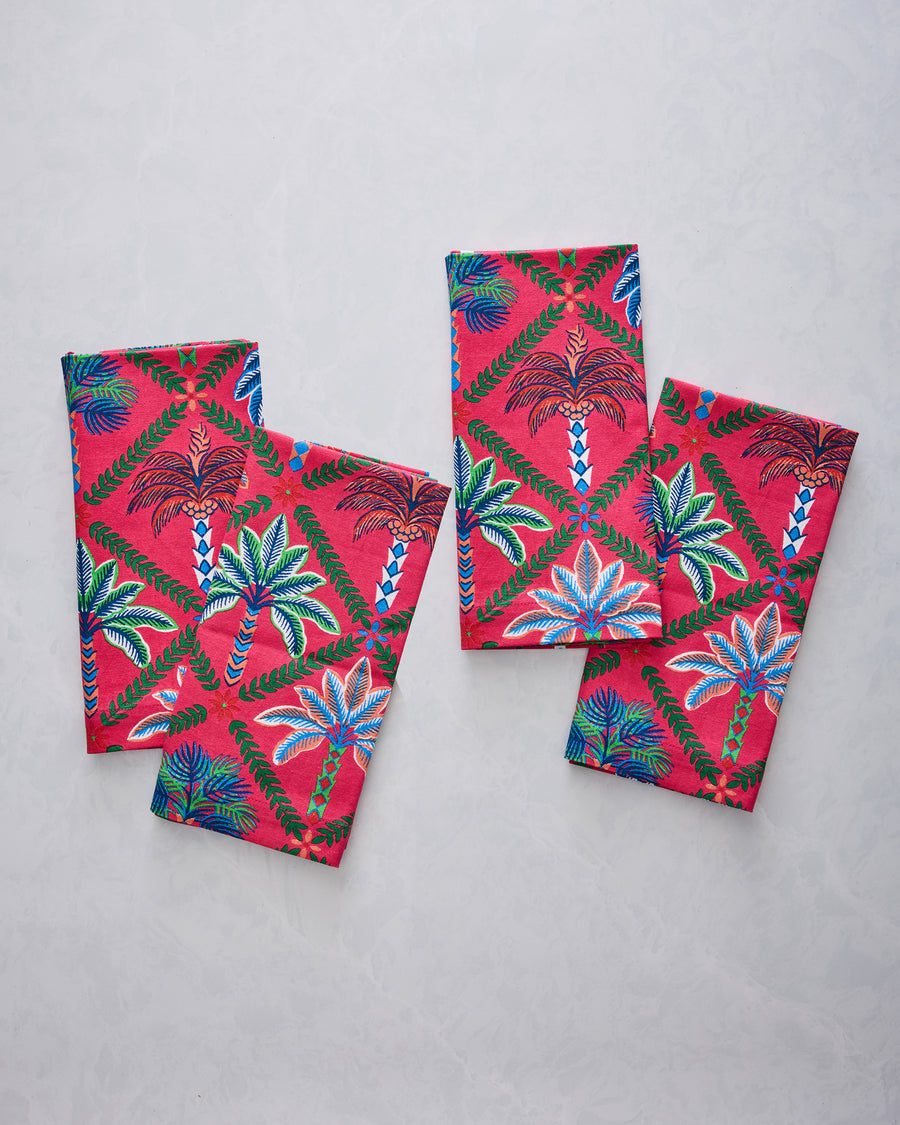 Palm Tree Paradise - Dinner Napkins Set Of 4 - Cocktail Umbrella - Printfresh