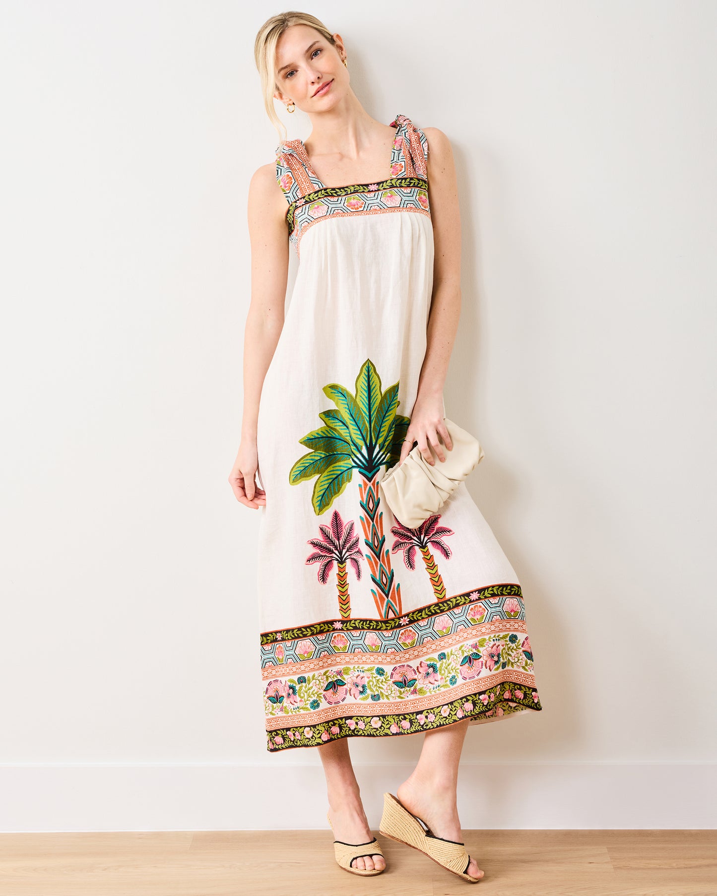 Playa Palms - Sugar Sand Dress - Off White - Printfresh