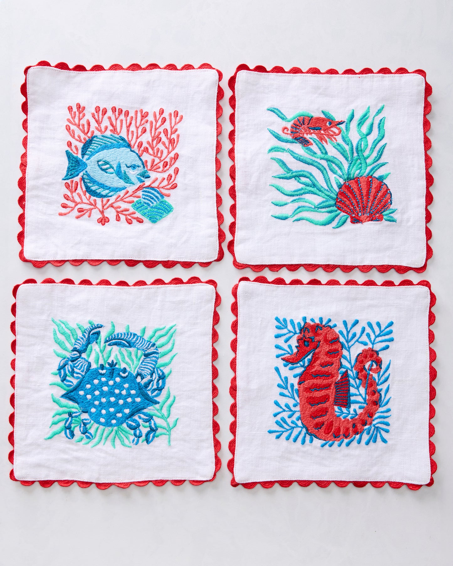 Stained Glass Sea - Cocktail Napkins - Seaside Blue - Printfresh