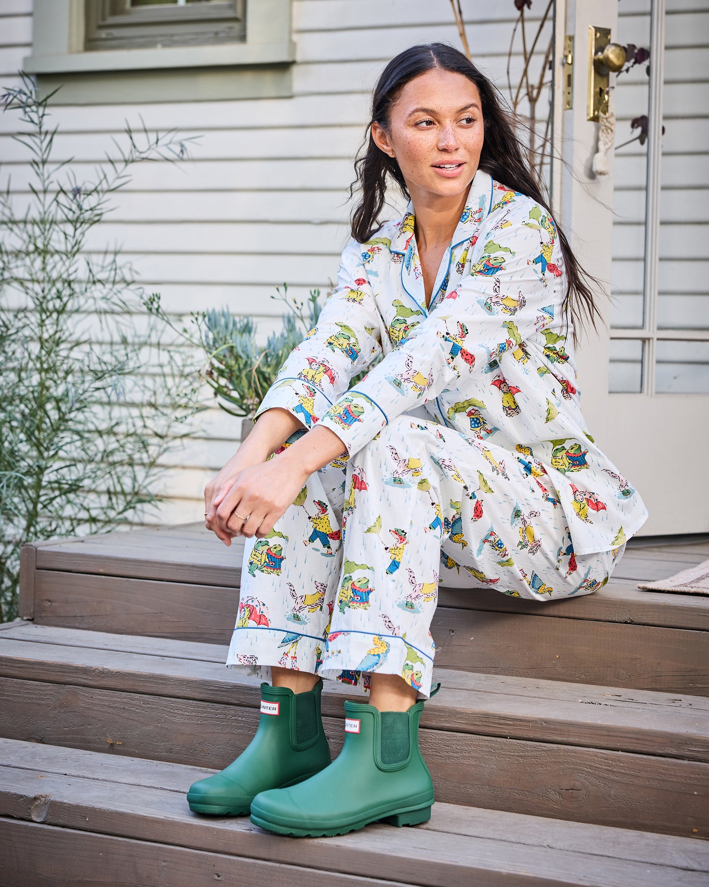 Spring Showers - Long PJ Set - Rain Cloud - Printfresh