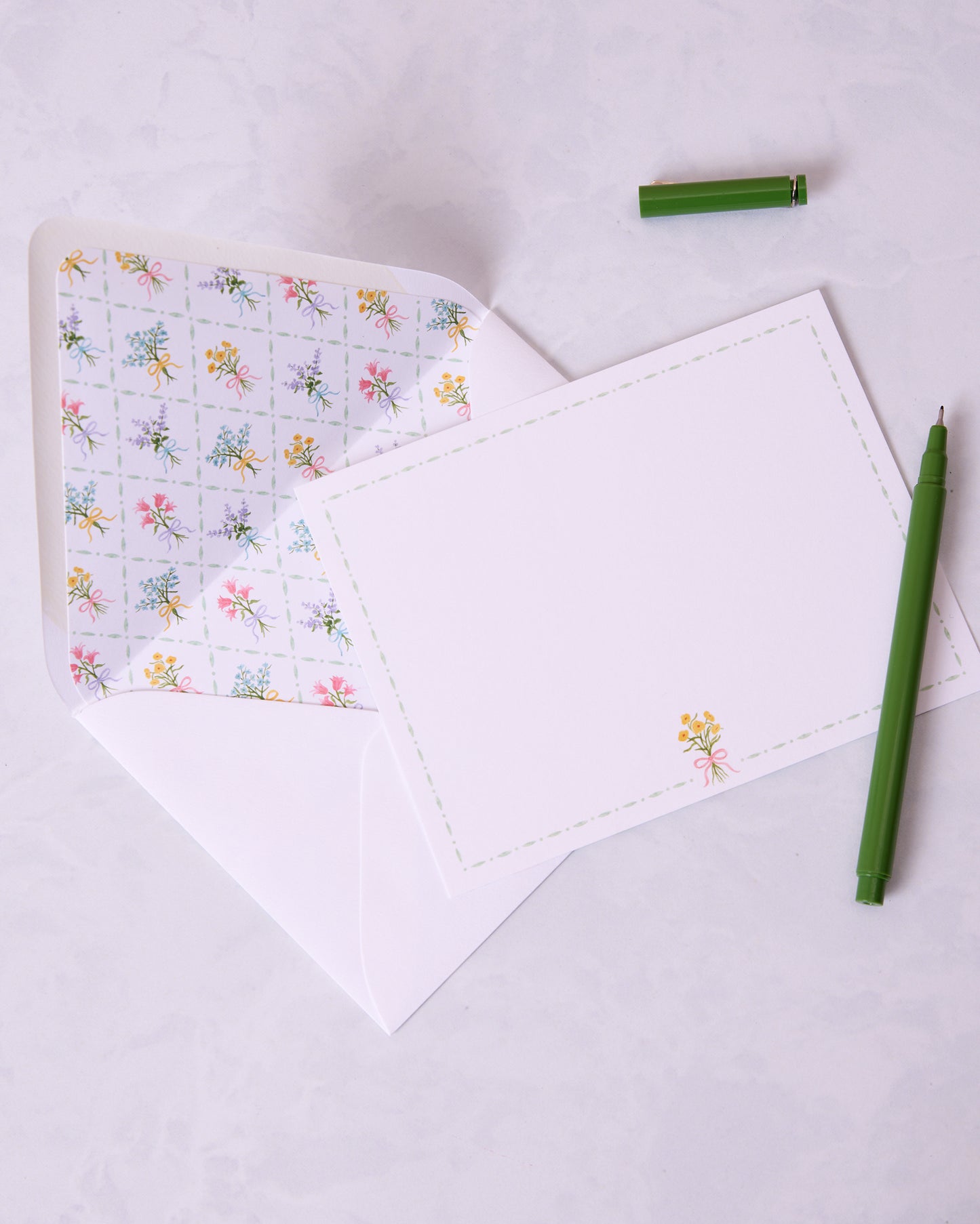Cream - Bow Bouquet Notecard Set - Gloster Road - Printfresh
