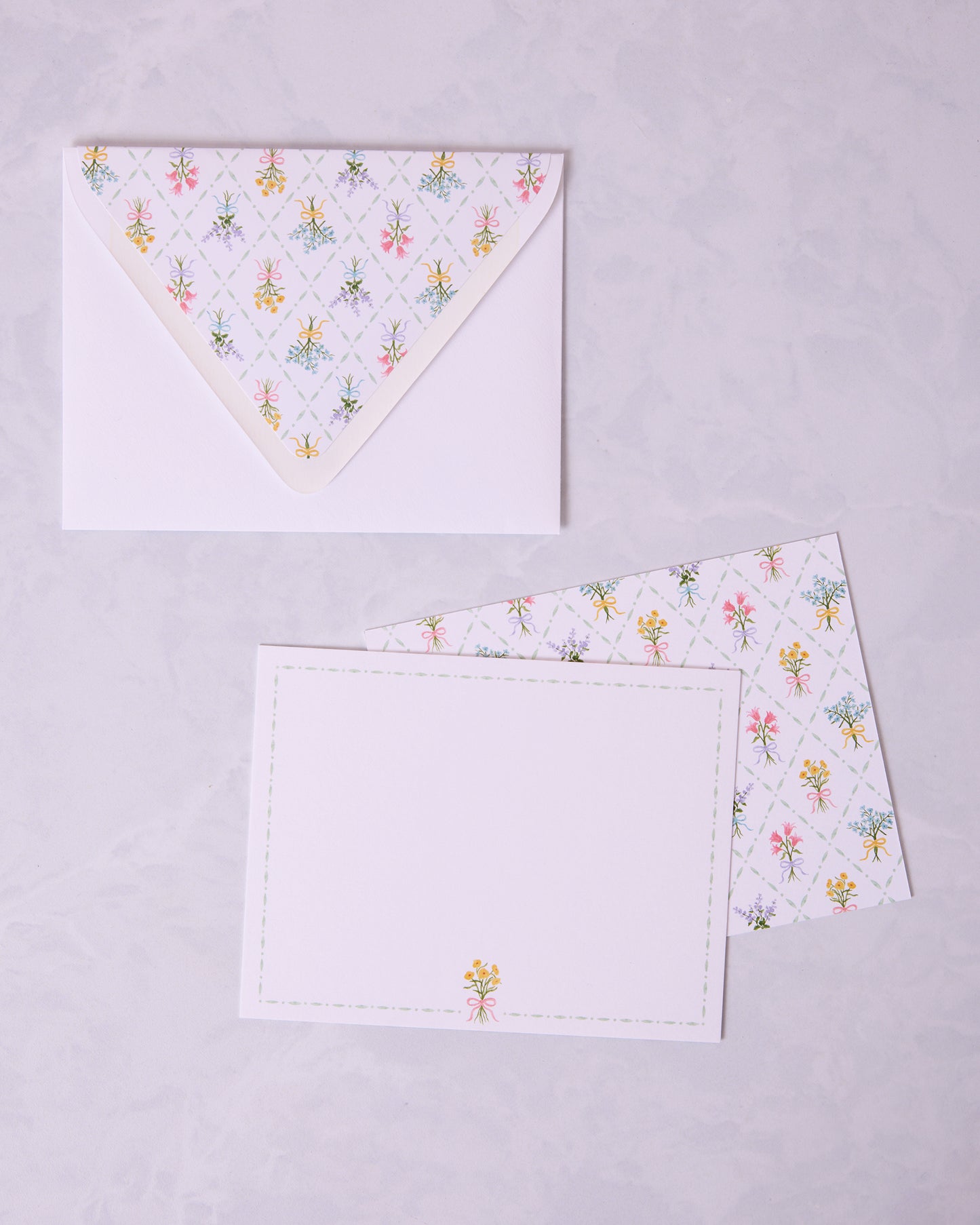 Cream - Bow Bouquet Notecard Set - Gloster Road - Printfresh