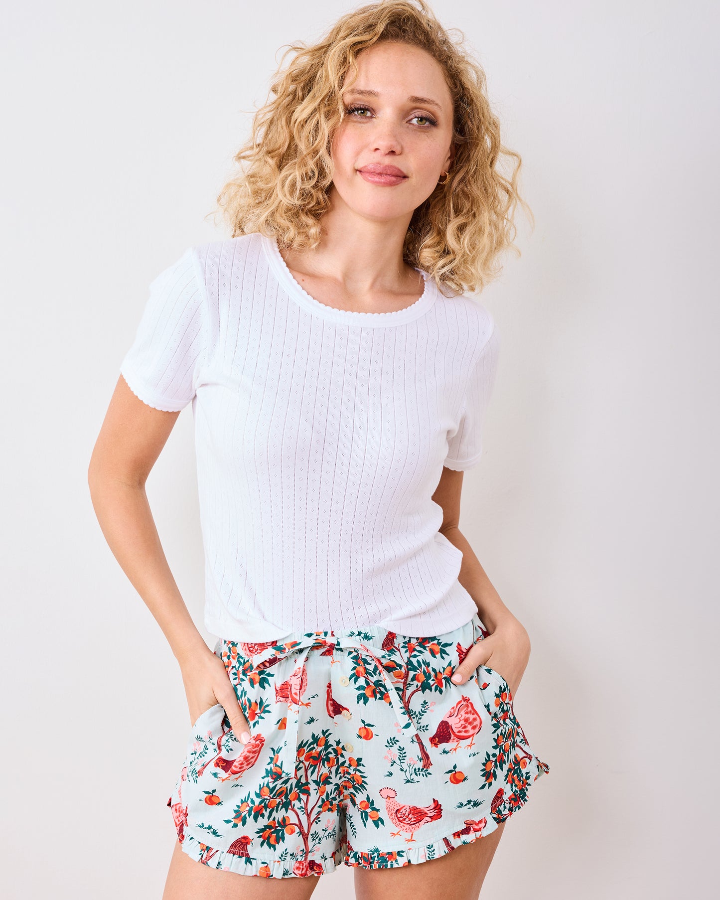 Hen House - Ruffle Shorts - Soft Blue - Printfresh