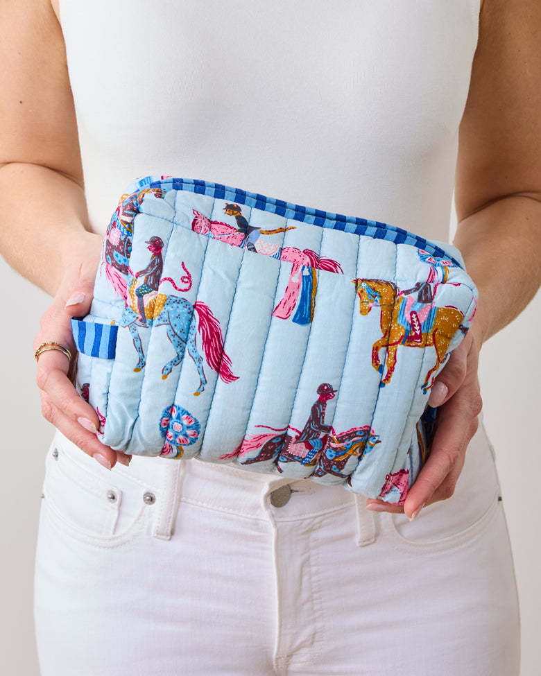 Horse Show - Quilted Pouch - Powder Blue - Printfresh