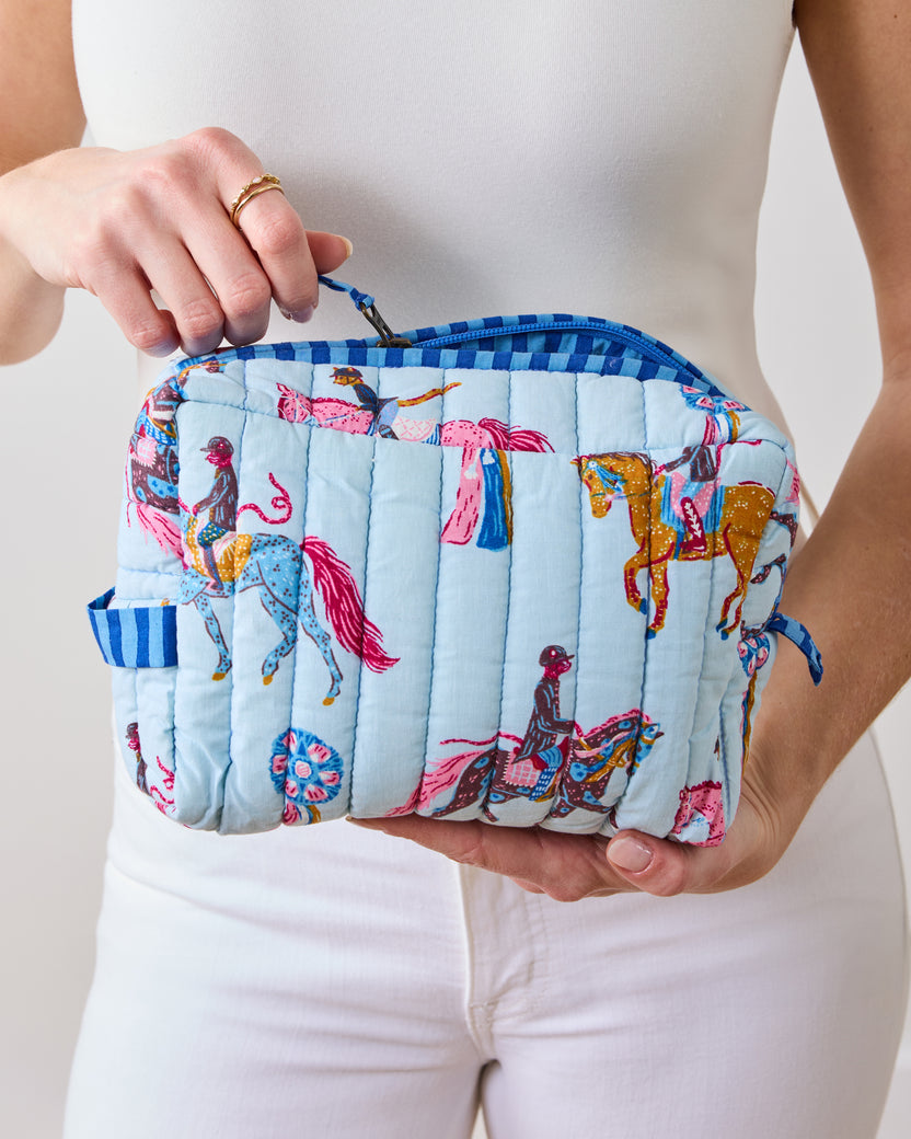 Horse Show - Quilted Pouch - Powder Blue - Printfresh