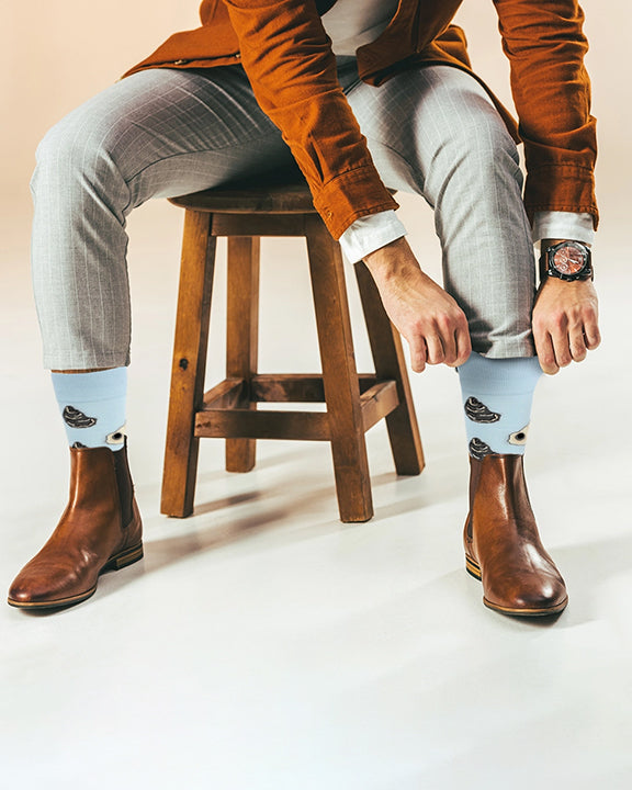Blue Multi - Men's Oyster Socks - Real Sic - Printfresh