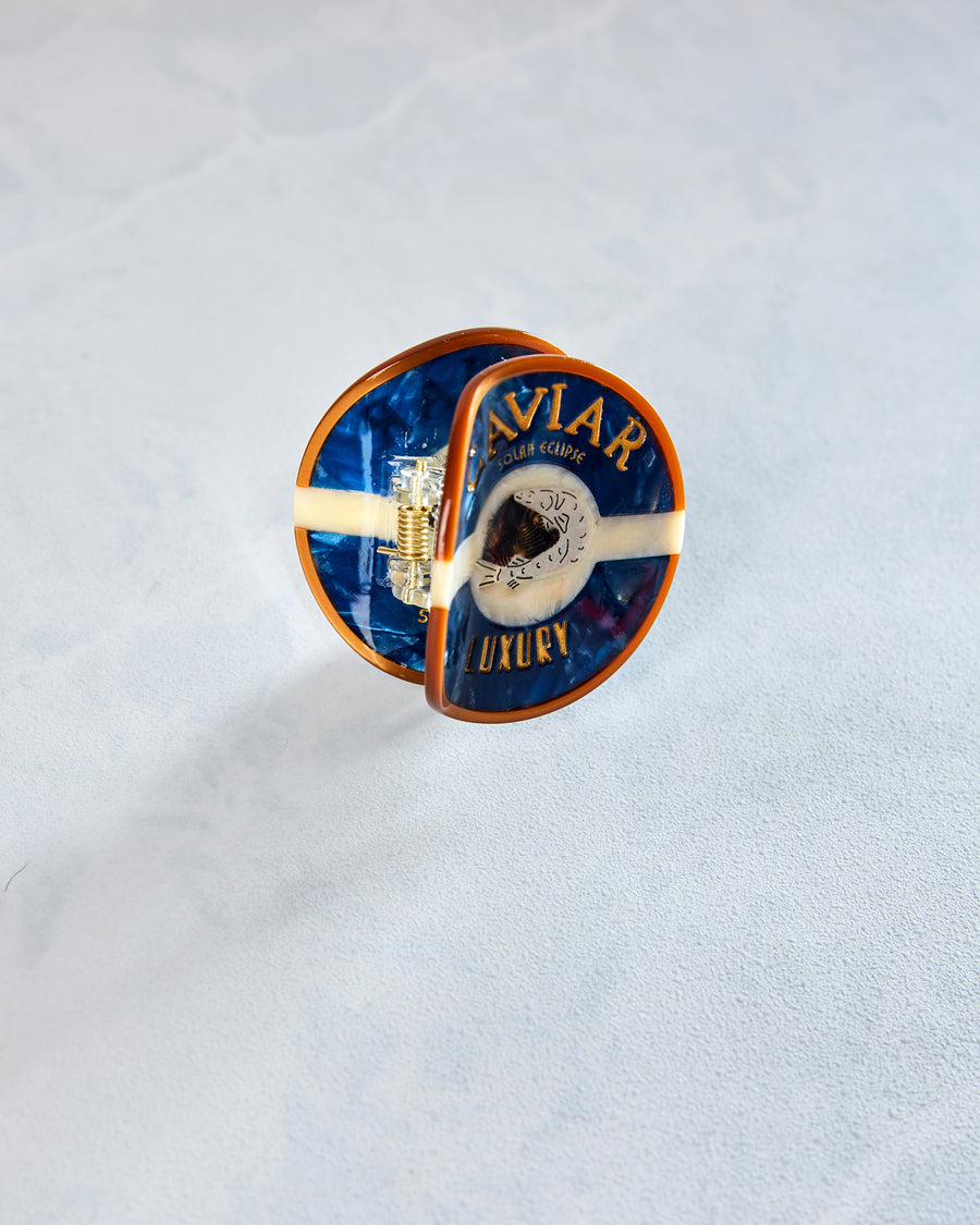 Blue - Hand Painted Caviar Claw Hair Clip - Solar Eclipse - Printfresh