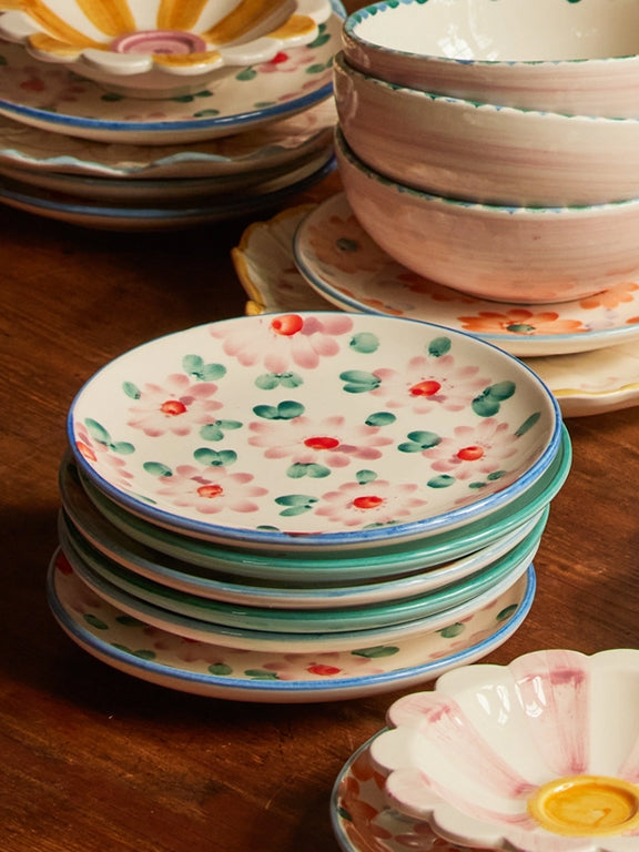 Floral Combo - Hand Painted Ceramic Cake Plate  - RicebyRice - Printfresh