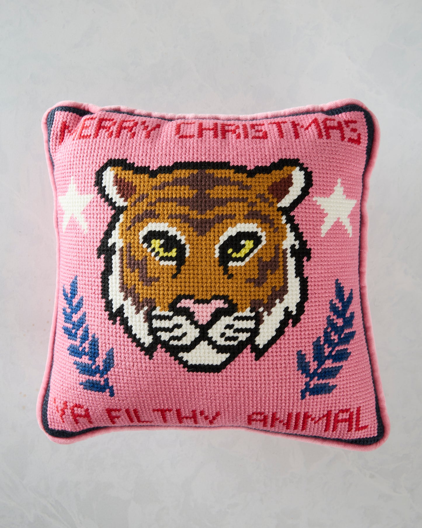 Pink Combo - Filthy Animal Needlepoint Pillow - Furbish Studio
