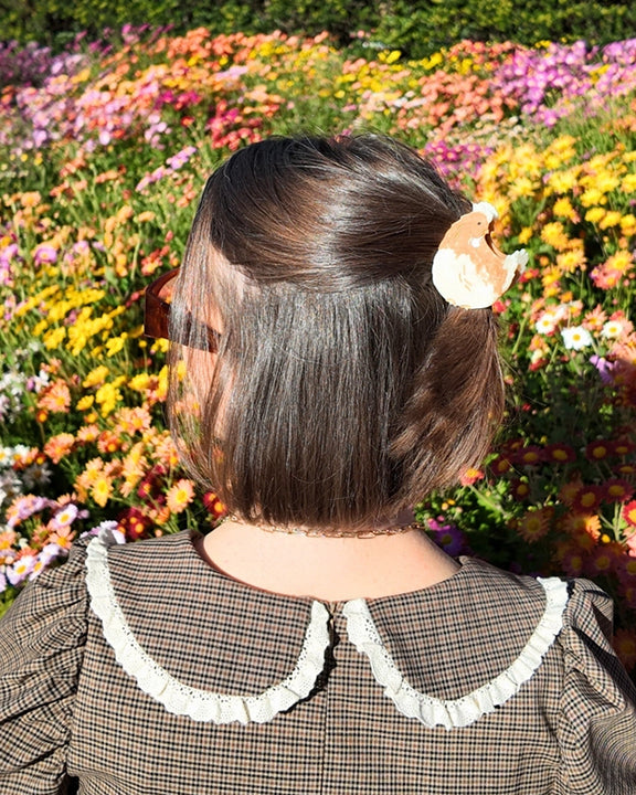 Golden Tan - Hand Painted French Hen Claw Hair Clip - Solar Eclipse - Printfresh