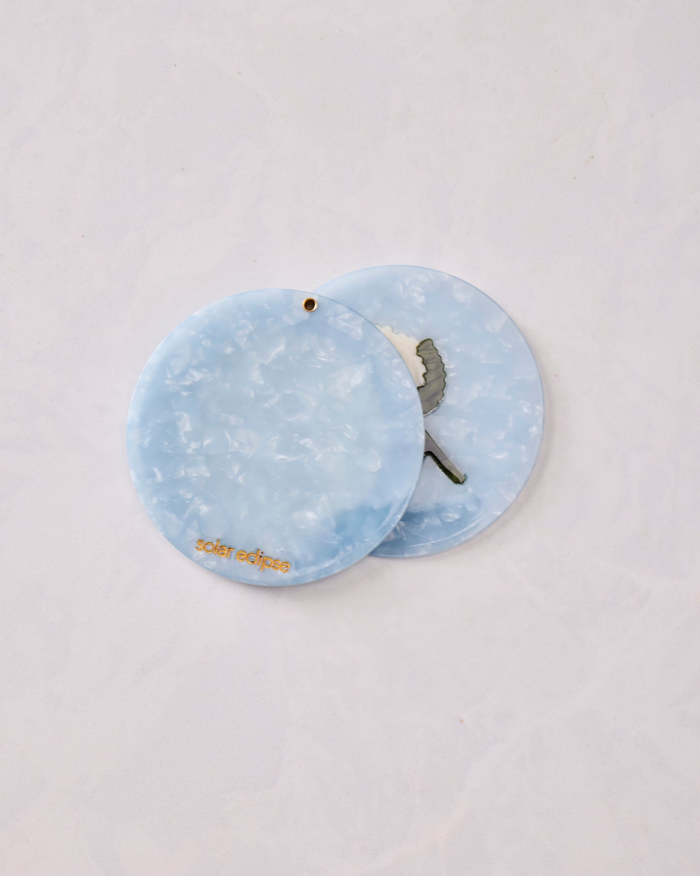Blue Combo - Hand Painted Hydrangea Compact Mirror - Solar Eclipse - Printfresh
