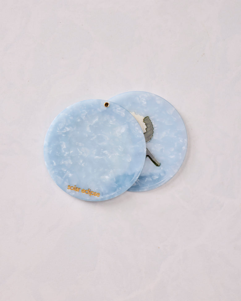 Blue Combo - Hand Painted Hydrangea Compact Mirror - Solar Eclipse - Printfresh