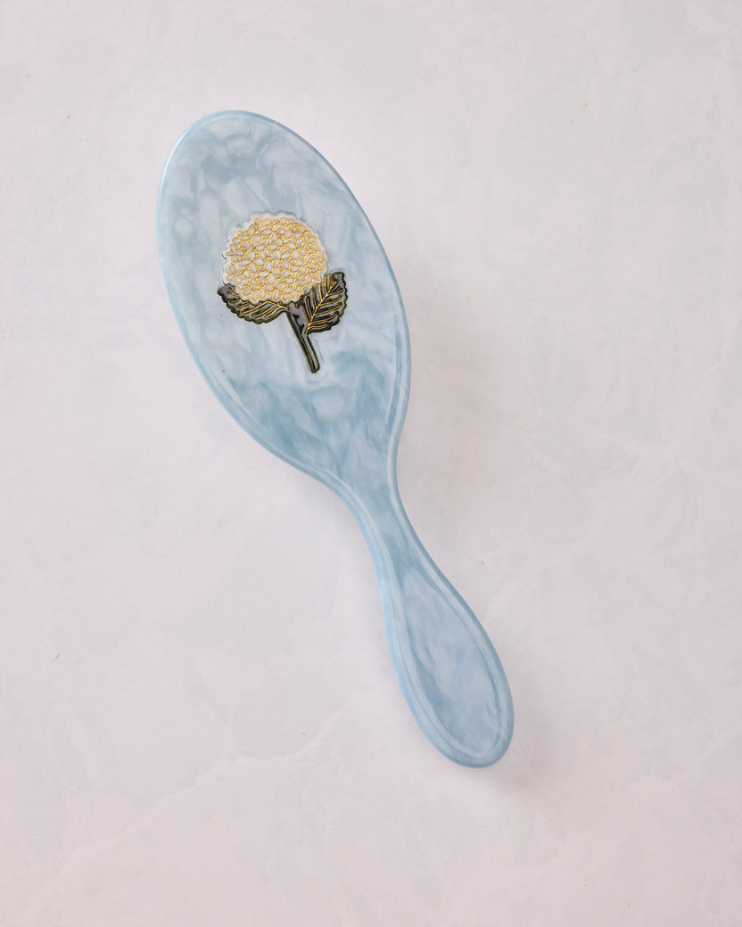 Blue Combo - Hand Painted Hydrangea Amazing Hair Day Brush - Solar Eclipse - Printfresh