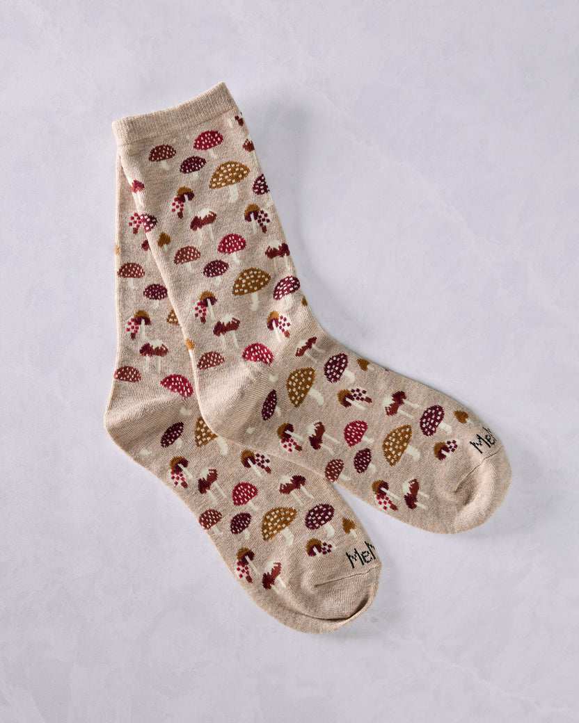 Tan Combo - Mushroom Field Bamboo Blend Crew Sock - Infinity Classics International Inc.
