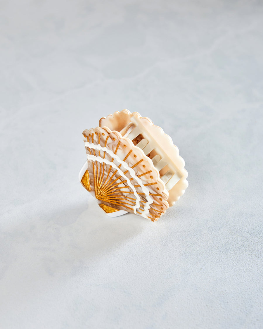 Golden Seashell - Hand-Painted Claw Hair Clip - Solar Eclipse - Printfresh