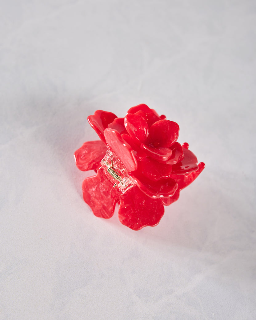 Red - Handmade Origami Gardenia Flower Claw Hair Clip - Solar Eclipse - Printfresh