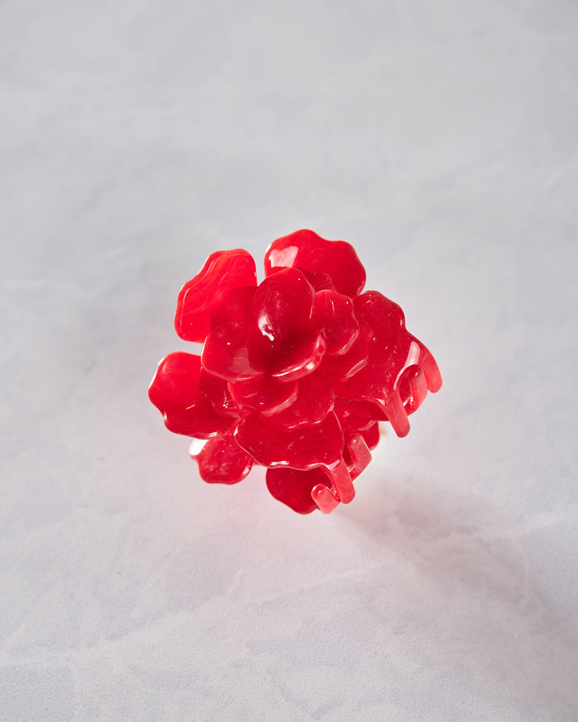 Red - Handmade Origami Gardenia Flower Claw Hair Clip - Solar Eclipse - Printfresh