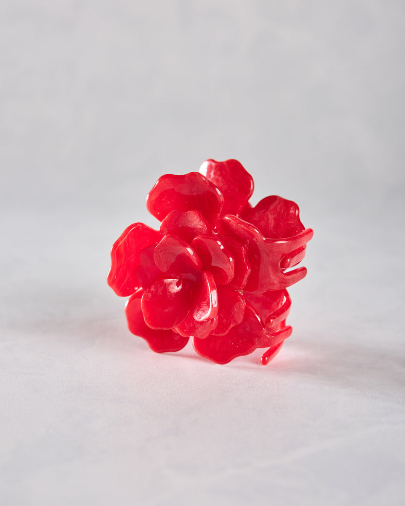 Red - Handmade Origami Gardenia Flower Claw Hair Clip - Solar Eclipse - Printfresh