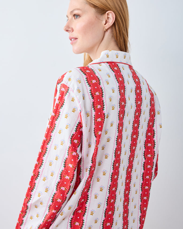 Sweetheart Stripes - Long PJ Set - Cherry Cola - Printfresh