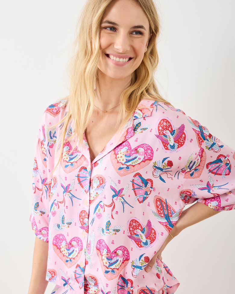 Swooning Sparrows - Eco Satin Sweet Dreams Set - Pink Petal - Printfresh