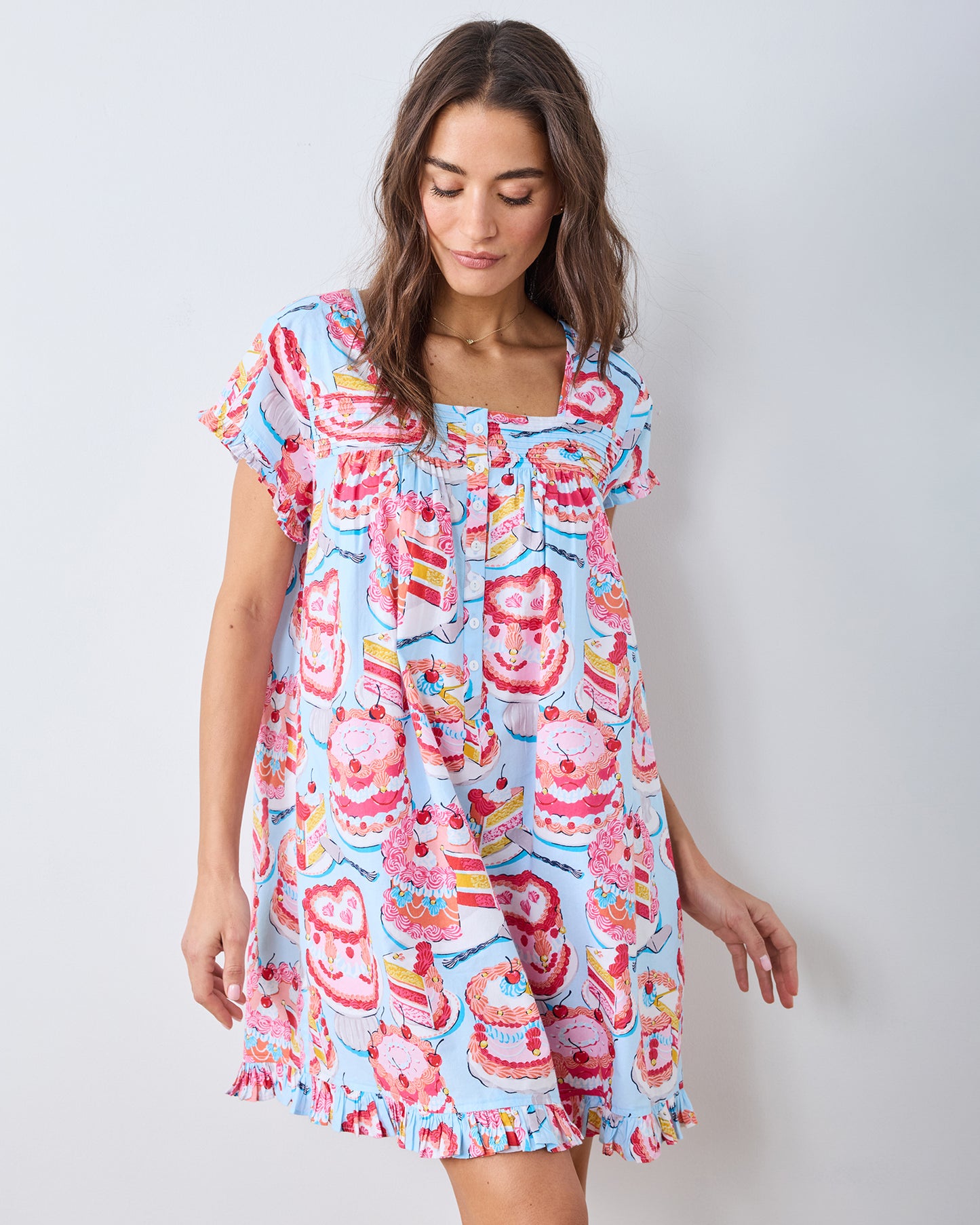 Vintage Cakes - Pintuck Nightgown - Blue Buttercream - Printfresh