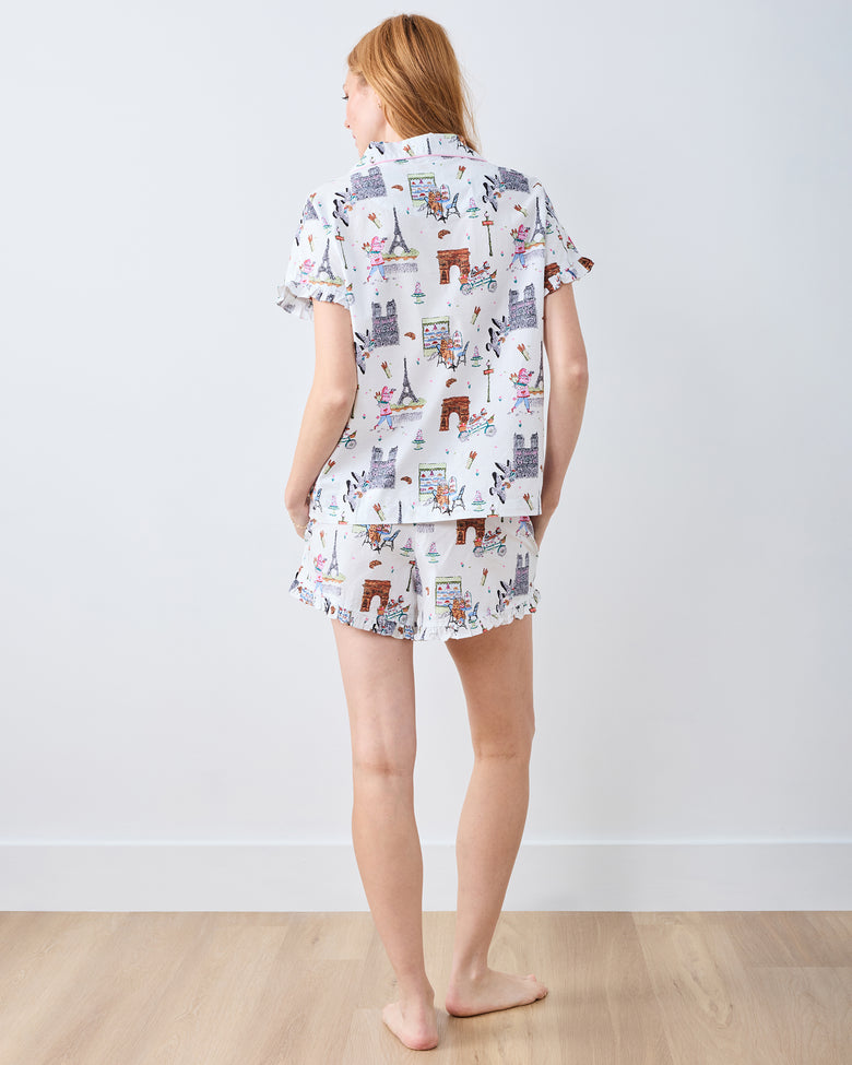 Paris Getaway - Ruffle Short Set - Cloud - Printfresh