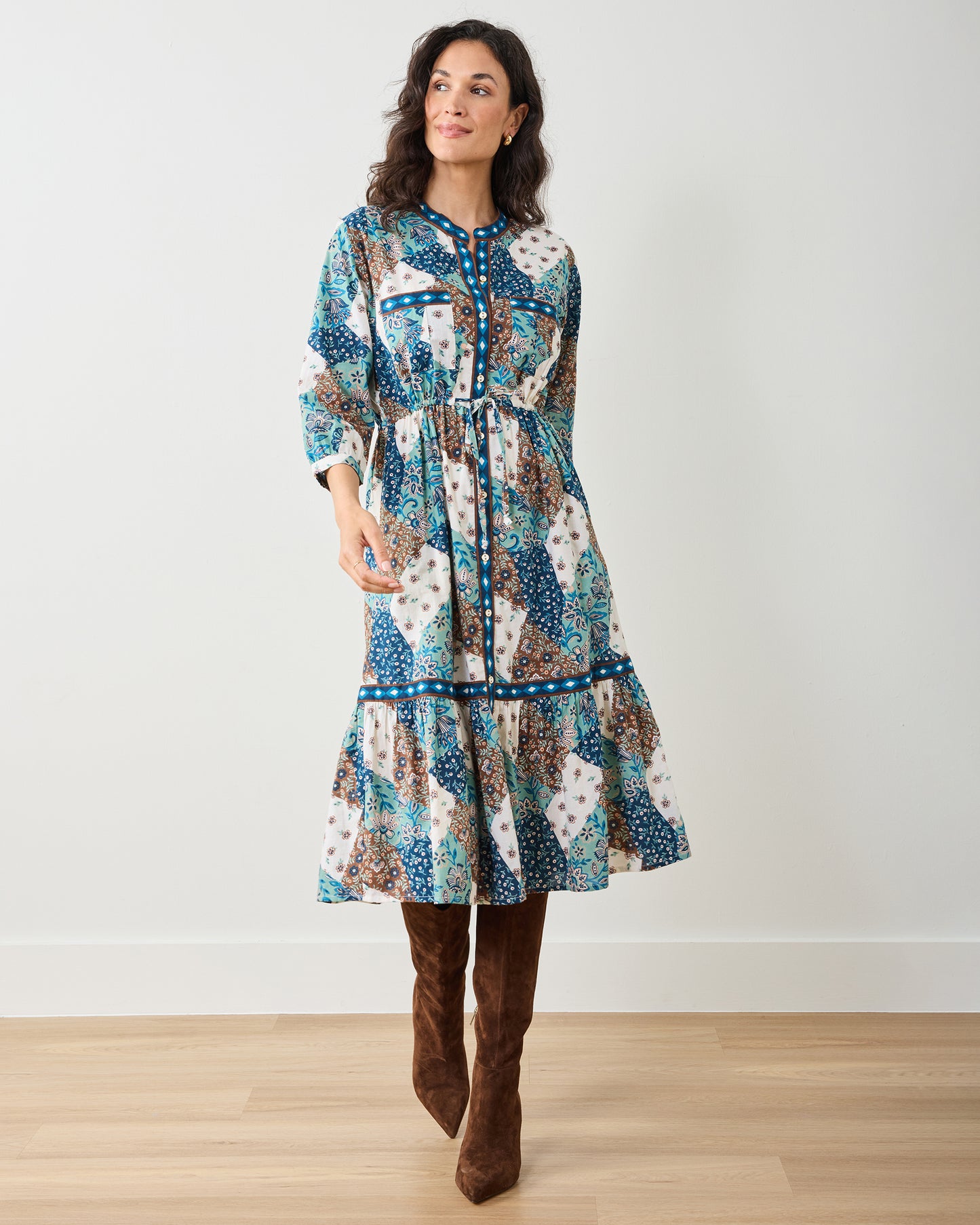 Vintage Patchwork - Showstopper Dress - Mocha - Printfresh