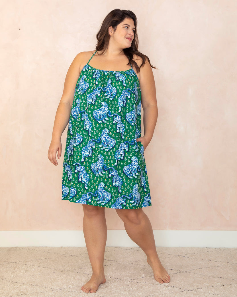 Tiger Queen - Cami Nightgown - Jade - Printfresh